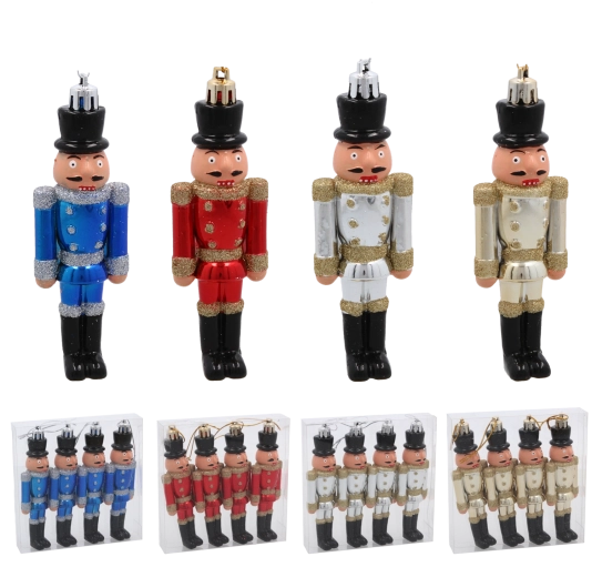 Sæt med 4 juleornamenter Nøddeknækkeren 12 cm