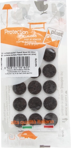 Filt-selvklæbende møbelpuder 16 mm brune, 30 stk.