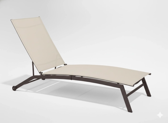 Have-liggestol med justerbar ryglæn, beige, 195 × 63 × 90 cm
