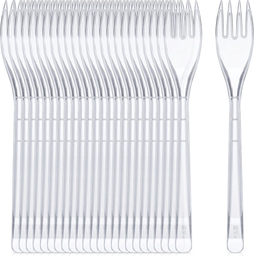 Gennemsigtige genanvendelige plastgafler 17,5 cm (25 stk.)