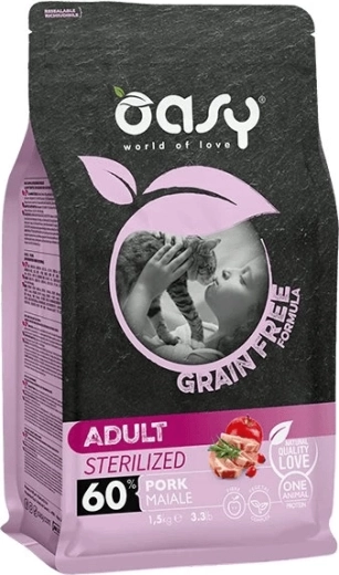 Oasy Grain Free sterilized svinekroketter til katte 0,3 kg