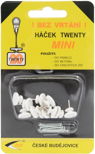 TWENTY mini vægkroge af polyamid, hvid, 10 stk.