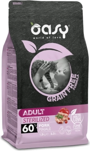 Oasy Grain Free sterilized svinekød 1,5 kg