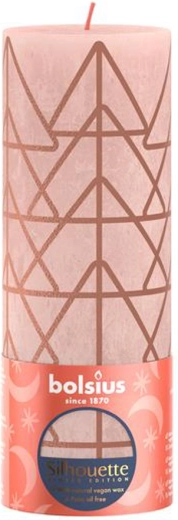 Rustik stearinlys 190 × 68 mm rosa/amber