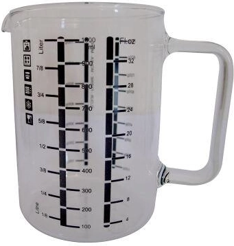 Høj køkkenmålekande af varmebestandigt glas 1 l