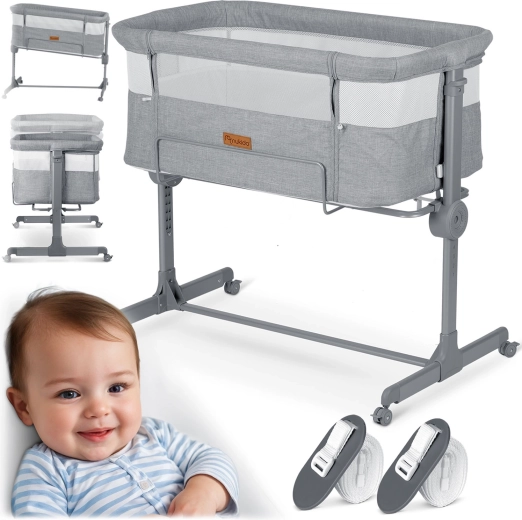 Sengehest med madras NUKIDO, grå