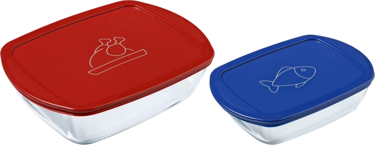 Sæt med rektangulære glasbeholdere PYREX 1,2 l og 2,5 l