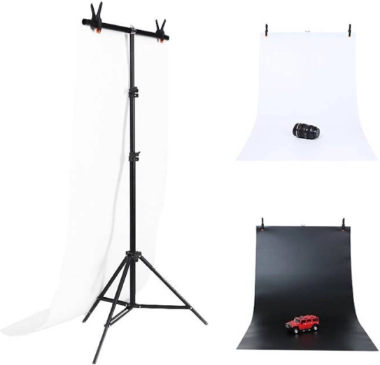 Fotostudiestøtte Puluz 70x200 cm med 2 baggrunde