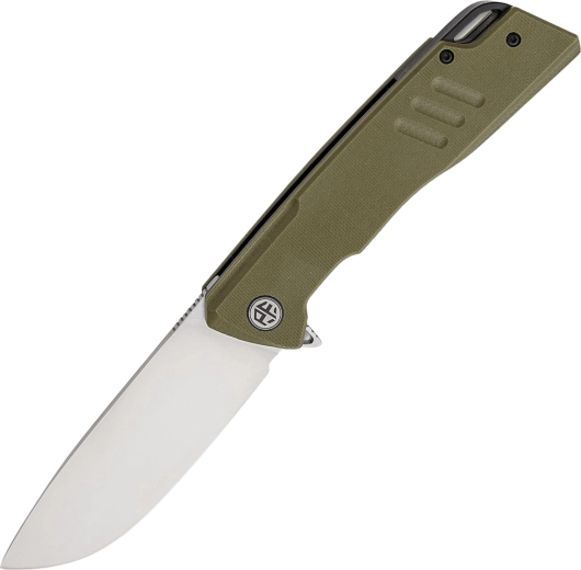 Petrified Fish Loco foldekniv 9,4 cm, satin, grøn G10