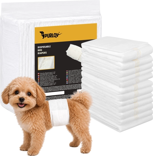 Purlov engangsabsorberende bleer til hunde S–M 30–46 cm (12 stk.)