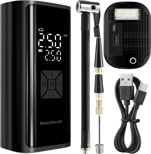 Elektrisk bærbar luftpumpe 150 PSI med 6000 mAh powerbank og LED-lygte