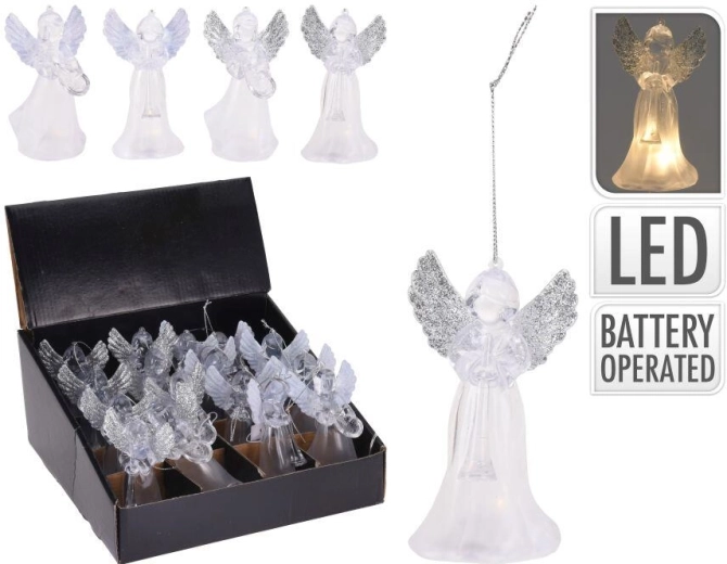 Hængende LED-dekoration engel 11,5 × 6,5 × 6,5 cm