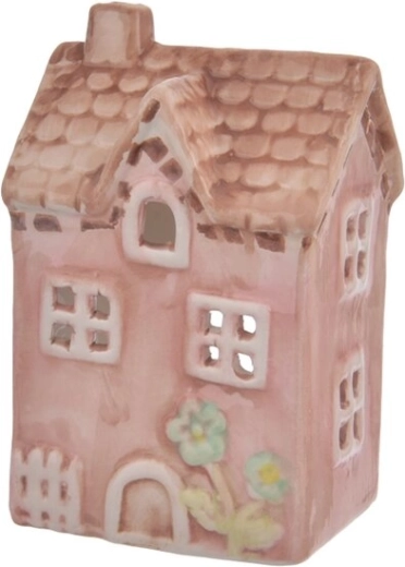 Keramisk lysestage hus – rosa