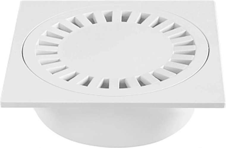 Gulvafløb af polypropylen, hvid, DN 150 × 150 × 50/84