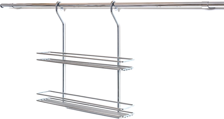 Hængende to-etagers hylde i forkromet stål 37 × 37 × 9 cm