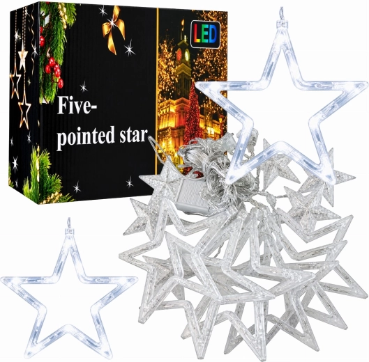 Lysgardin med stjerner, 120 LED, 2 m