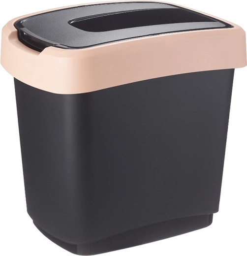 Affaldssorteringsspand med vippe-/svinglåg 15 l sort/brun pastel