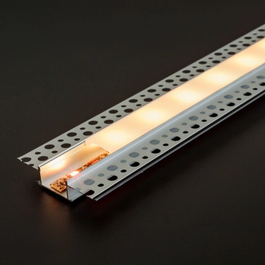 LED-aluminiumprofil, pudsbar og indbygget i gipsplader, 1000 × 58 × 13 mm