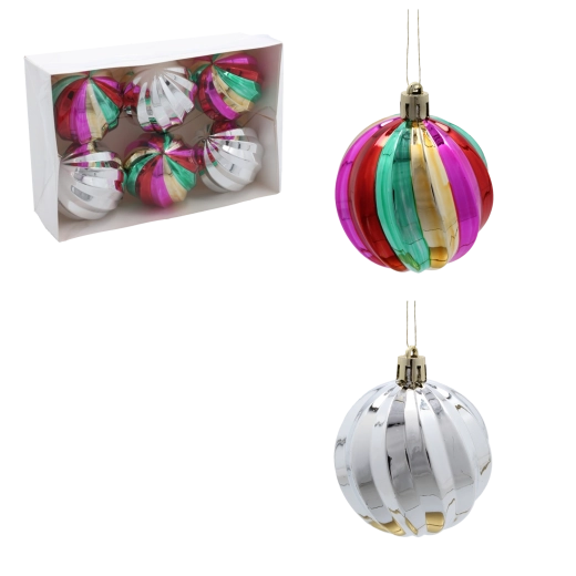 Sæt med julekugler i græskarform 6 cm, mix af farver (6 stk)
