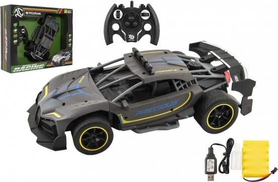 Auto RC Sport antracit, der udsender damp, 33 cm plast, 2,4 GHz med batteri + genopladeligt pack i æske 43x36x13