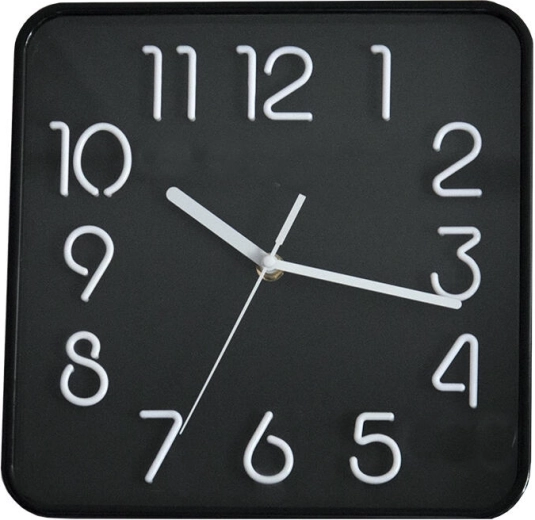 Vægur 25,3 × 25,3 cm med 3D-skive – sort