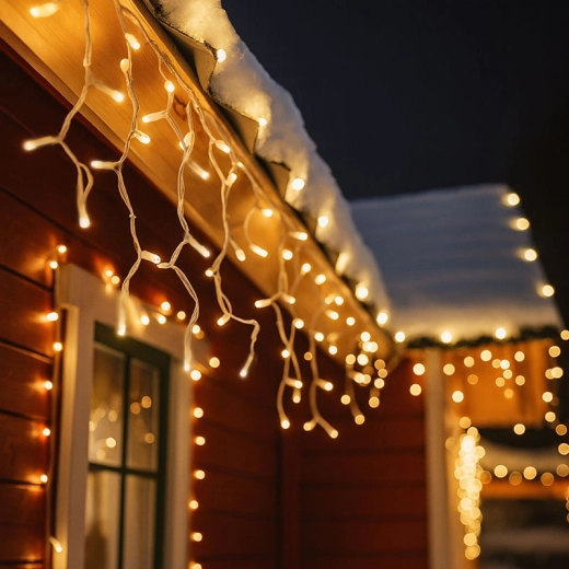 Solight LED-julelysgardin med istapper, 120 LED, varm hvid
