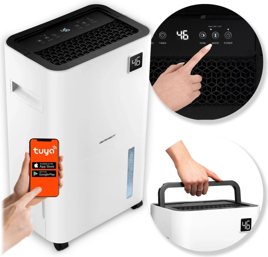 Kompressor‑luftaffugter BERDSEN 20 l med Wi‑Fi, hvid