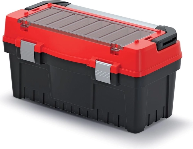 EVO værktøjskasse med metalhåndtag og -låse, 59 × 28,8 × 30,8 cm, rød