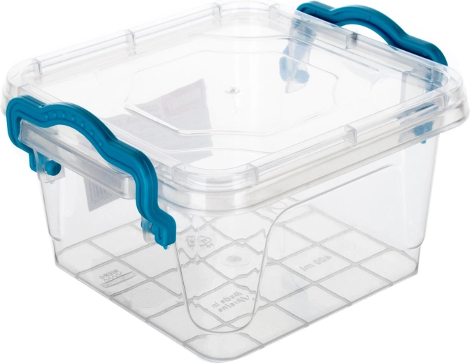 Gema-dåse firkantet 0,4 l med turkise håndtag