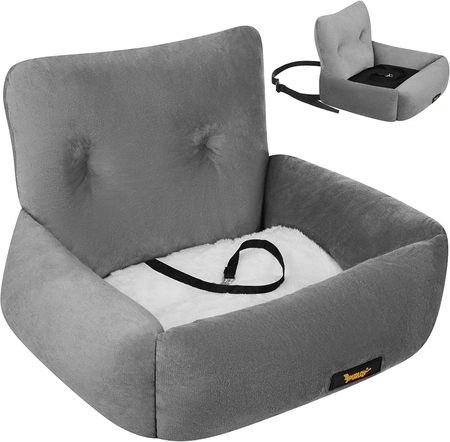 Bil-sæde til hund PURLOV S, 44 × 35 × 30 cm, grå