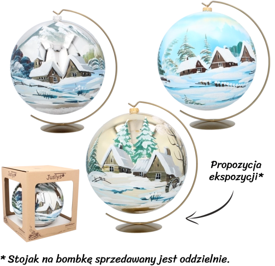 Glaskugle til jul 25 cm med håndmalet dekoration Chomik