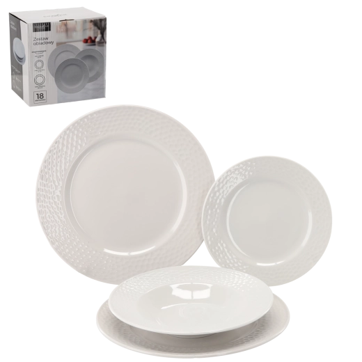 Spisesæt 18 dele, rundt hvidt porcelæn