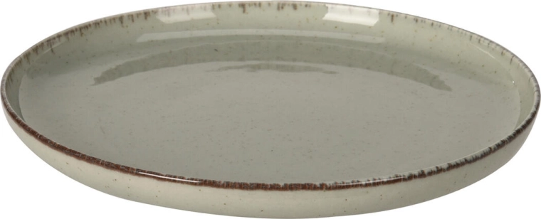 Porcelæns-desserttallerken 19 cm med lys grøn og brun kant