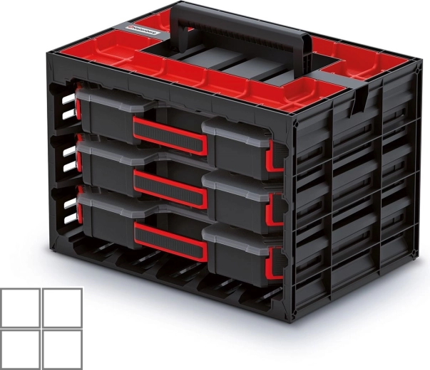 Bærbar skuffe med 3 organisere til værktøj og smådele TAGER CASE