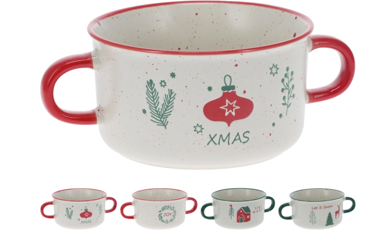 Stentøj jumbo krus med to hanke 625 ml – julemotiver