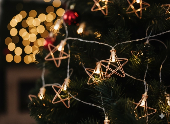 Lyskæde LED stjerner, varm hvid, 10 LED