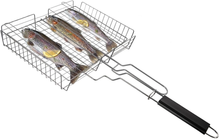 Lukket grillkurv i stål 61 × 32 cm