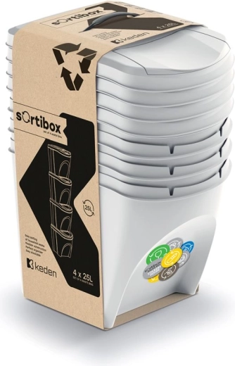 Sæt af sorteringsspande Sortibox 4×25 l askegrå