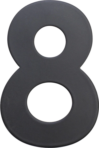 Husnummer 8, 75 mm, rustfrit stål, mat sort