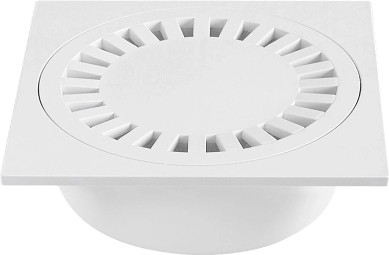 Gulvafløb i polypropylen 150 × 150 × 50/55 mm hvid