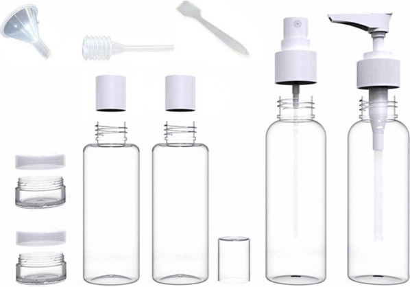 Beholdere til kosmetik 9 stk (gennemsigtige)