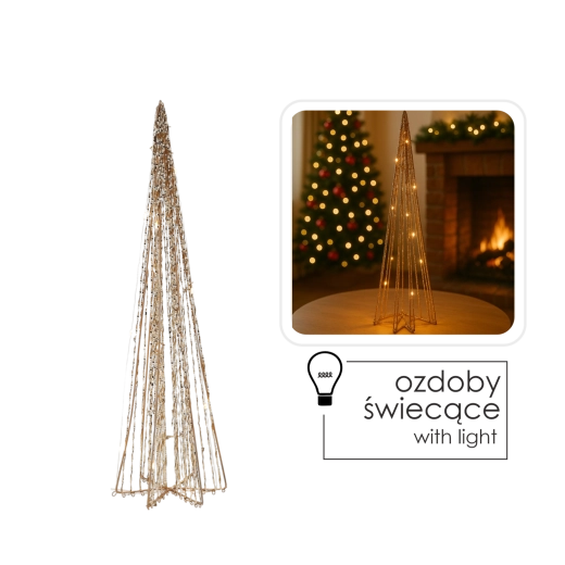 Jule-LED kegletræ 50 cm – guld