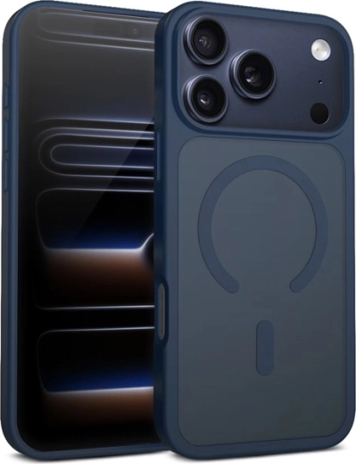 Hybridt mat magnetisk MagSafe-cover til iPhone 17 Pro – mørkeblå