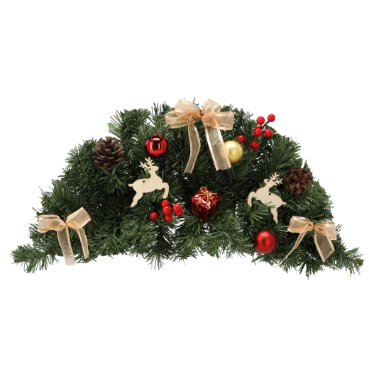 Ophængt julekrans 60 cm rød‑gylden