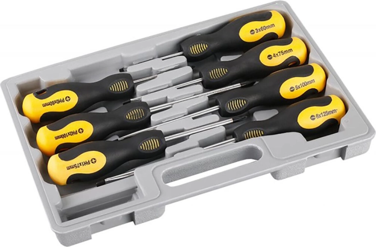 7-delt sæt skruetrækkere CrV med magnetisk spids