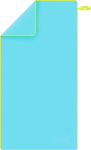 Hurtigttørrende mikrofiberhåndklæde NILS aqua, lyseblå/grøn 140 × 70 cm