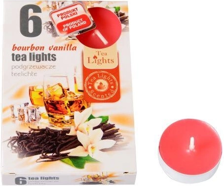 Duftende telys Bourbon-vanilje, 6 stk.