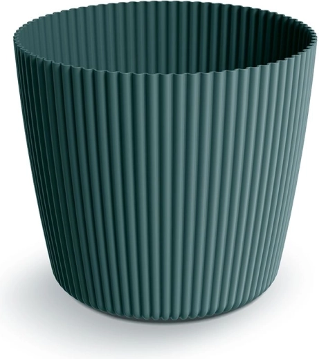 Plastisk urtepotte med rillet overflade 23,6 cm – PROSPERPLAST Milly Round, oceanblå