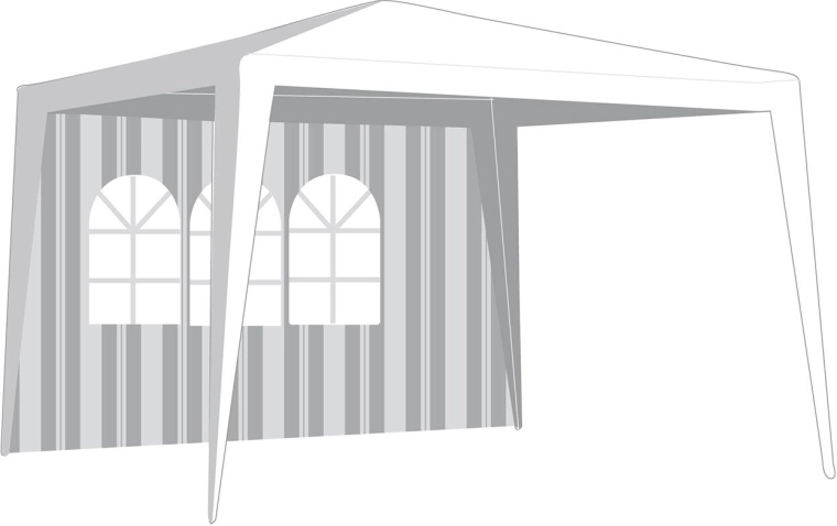 Sidevæg til pavillon 295 × 190 cm med vinduer – hvid‑grønne striber