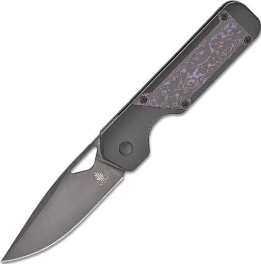 Kizer Militaw foldekniv 8,5 cm, DLC, titanium og Fatcarbon Purple Haze
